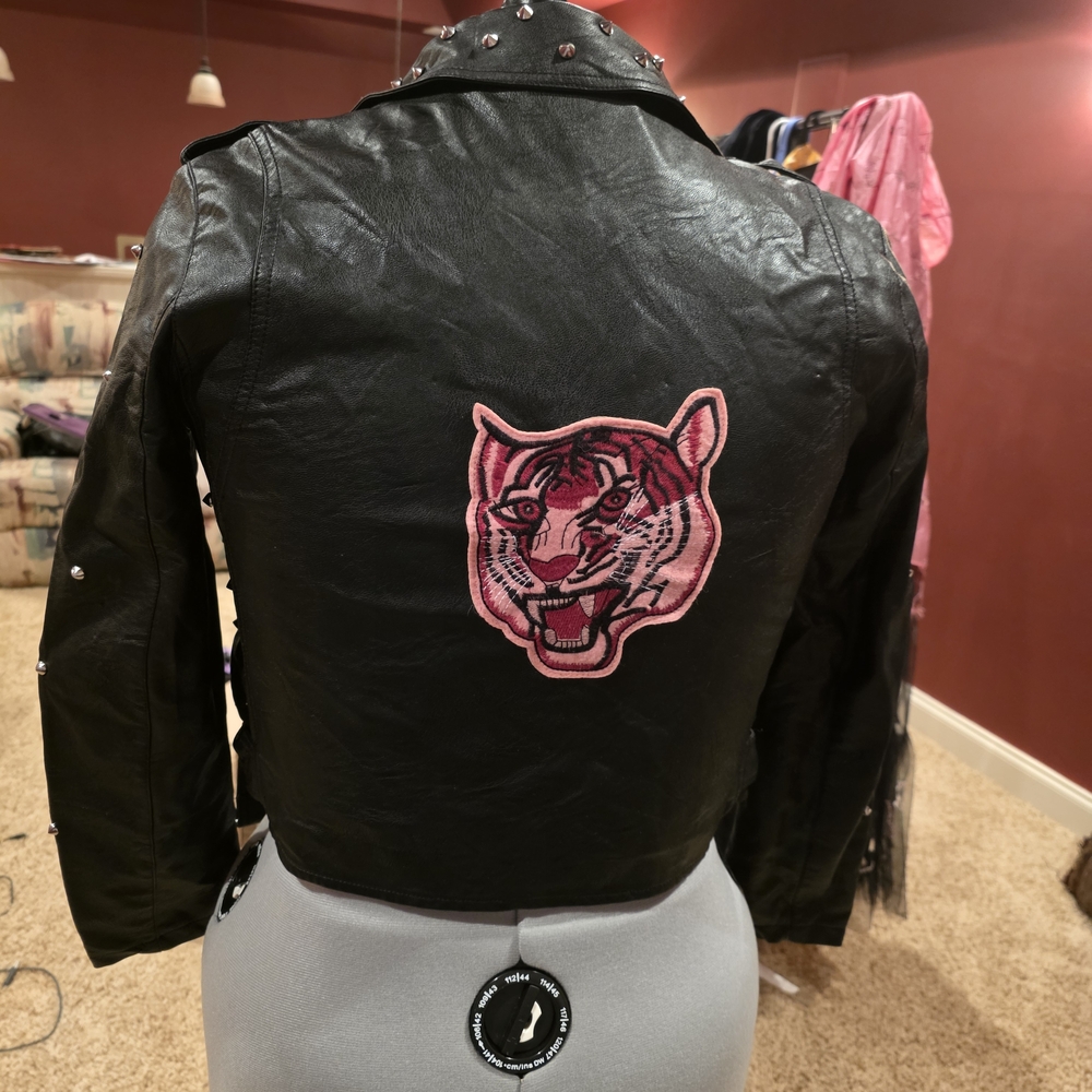 Studded Black Leather Moto Jacket - Women - Picture 4 of 7